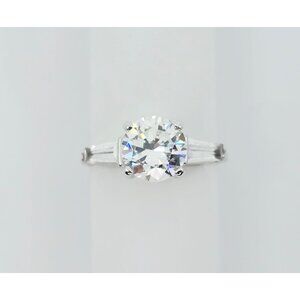 Beautiful 14K Karat Solid White Gold Designer Ladies CZ Engagement Ring Size 6.5